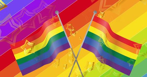 Pride Month Celebration with Rainbow Flags and Stars