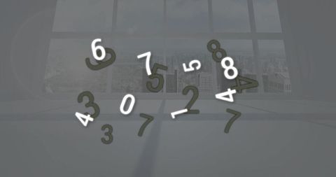 Abstract Mixed Numerals with Urban Skyline Background