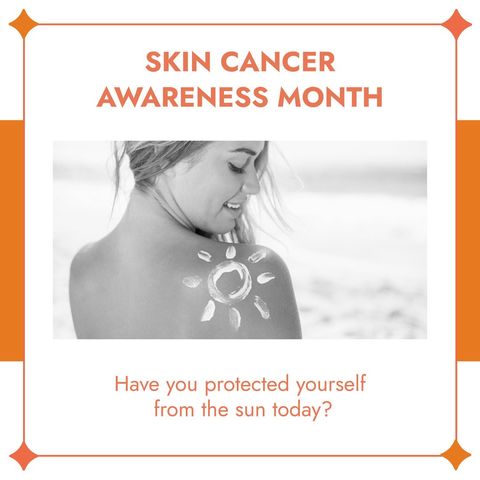 Skin cancer awareness campaign with woman on beach