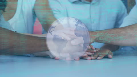 Global Business Team Collaboration with Digital Globe Overlay