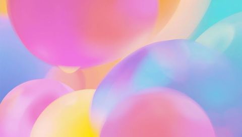 Glowing Pastel Glass Orbs Floating on Soft Gradient Dreamlike Background