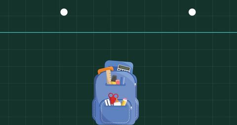 Educational Concept with School Bag and Supplies on Green Background