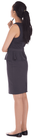 Back View Asian Businesswoman Standing on Transparent Background