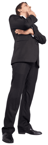Confident Businessman Strategically Looking Up Transparent Background