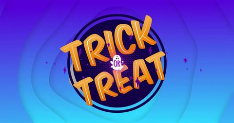 Vibrant Trick or Treat Halloween Design with Blue Background