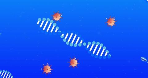 Abstract DNA Helix and Virus Particles Illustrating Biotechnology