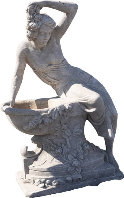 Transparent Background of Weathered Ancient Sculpture of Woman on Decorative Fountain - Download Free Stock Videos Pikwizard.com