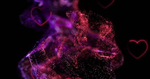 Glowing Hearts and Pink Waves on Black Background for Valentine's Day - Download Free Stock Images Pikwizard.com