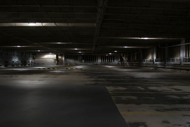 Empty dimly lit underground parking garage - Download Free Stock Photos Pikwizard.com