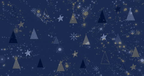 Festive Abstract Background with Trees and Snowflakes