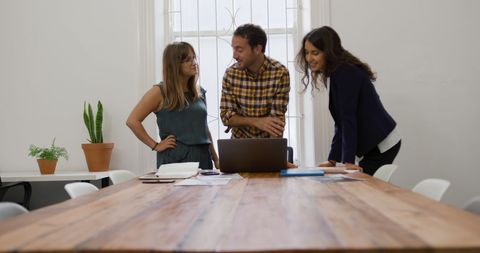 Team Collaboration at Modern Office Workspace