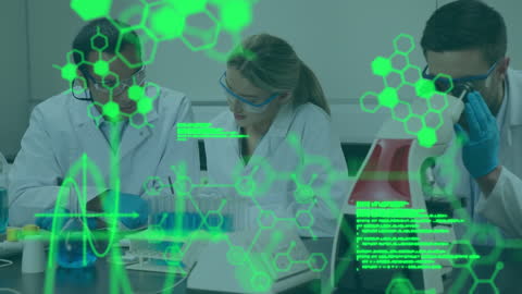 Team of Scientists Conducting Innovative Lab Experiment with AR Technology