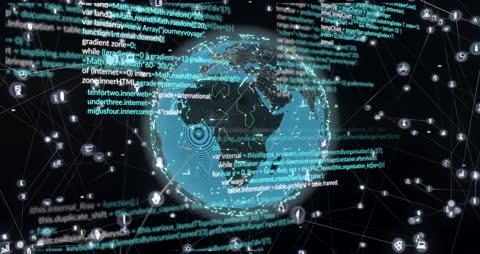 Global Network and Data Processing Conceptual Animation