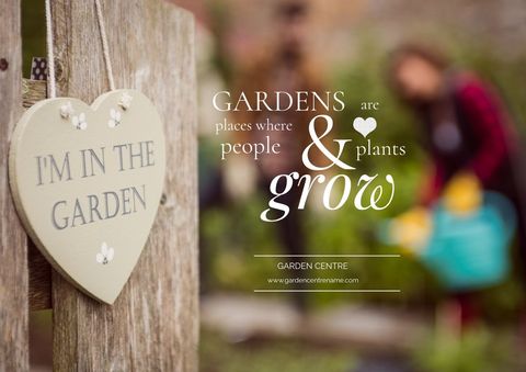 heartwarming garden sign with gardener in background - Download Free Stock Templates Pikwizard.com
