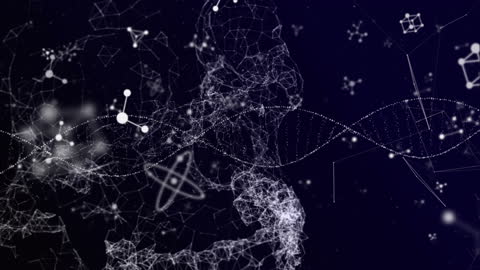 Abstract Network Connections Overlaying DNA Strand Visualization