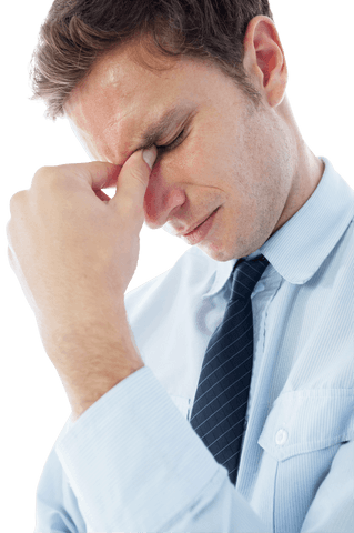 Worried Businessman Holding Nose Transparent Background