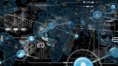 Futuristic Global Networking Connections on World Map