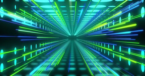 Digital Neon Tunnel with Blue and Green Light Trails - Download Free Stock Images Pikwizard.com