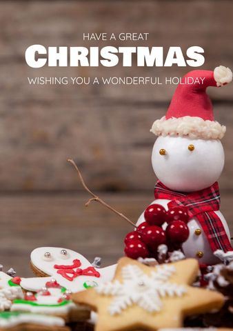 Festive Snowman with Cookies and Holiday Message