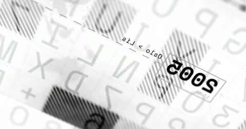 This illustration features a rotating globe against an abstract background with letters and directional lines, offering a futuristic vibe. It conveys concepts of globalization, advanced technology, and digital networks. Useful for technological presentations, innovative corporate branding, global communications content, and data analysis projects.