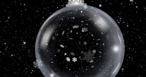 Transparent Ornament with Snowflakes on Dark Holiday Background