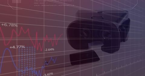 VR Headset Overlayed with Financial Data Visualization