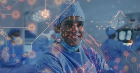 Surgeon Using Advanced Technology in Operating Room