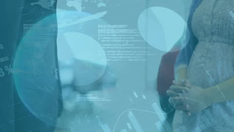 Business Meeting Gesture With Digital Interface Overlay