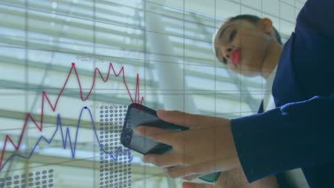 Businesswoman Analyzing Digital Data with Smartphone
