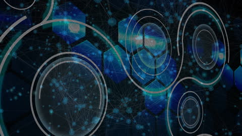 Futuristic Network of Connections and Digital Shapes