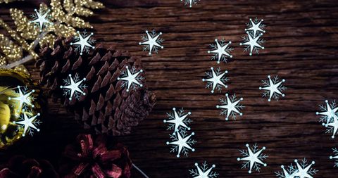 Festive Pine Cones with Sparkling Snowflakes on Winter Background - Download Free Stock Images Pikwizard.com