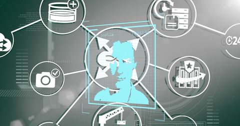 Digital Network of Media Icons and Data Scanning - Download Free Stock Images Pikwizard.com
