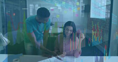 Financial Analysts Collaborating in Modern Office Environment