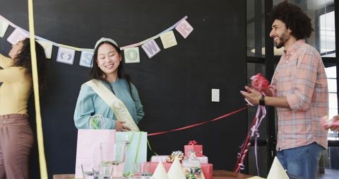 Colleagues Celebrating Baby Shower with Happy Clean Up