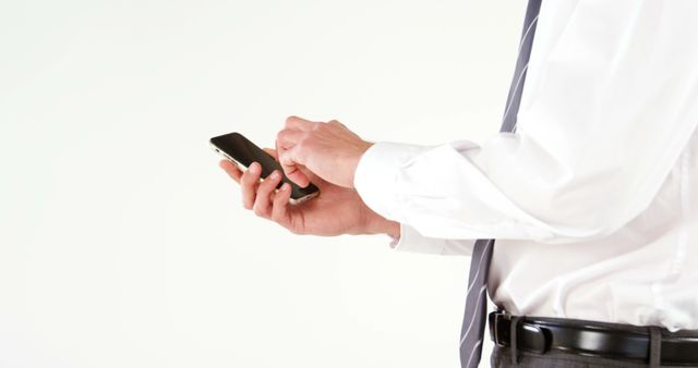 Businessman Texting on Smartphone in Office Wear - Download Free Stock Images Pikwizard.com