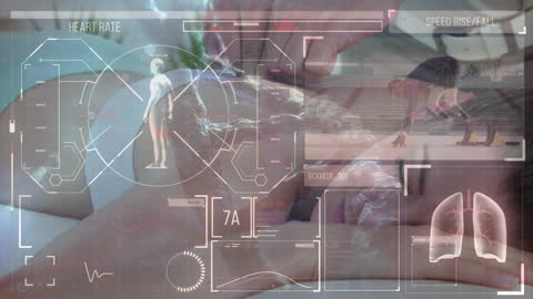 Futuristic Medical Technology Interface on Caucasian with EKG Data