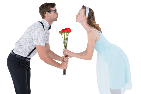 transparent geeky couple kissing with roses celebration - Download Free Stock Videos Pikwizard.com