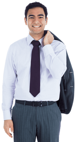 asian businessman smiling holding jacket transparent background - Download Free Stock Videos Pikwizard.com