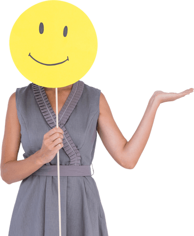 transparent woman holding smiley face with outstretched arm - Download Free Stock Videos Pikwizard.com