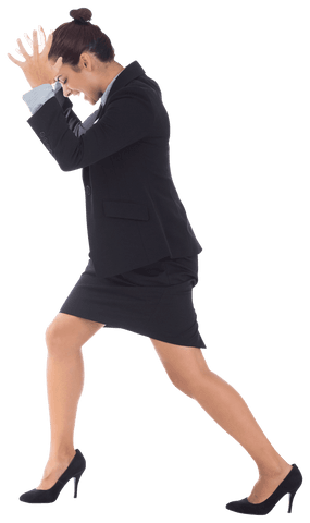 Frustrated Businesswoman Expressing Stress on Transparent Background