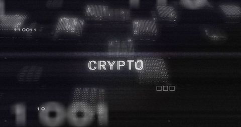 Glitch digital crypto network ui with pulsing dotted data blocks and matrix tiles