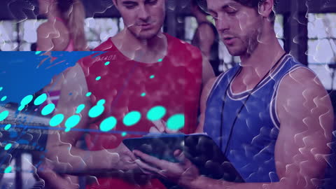 Digital Data Overlay on Athletes with Modern Fitness Concept