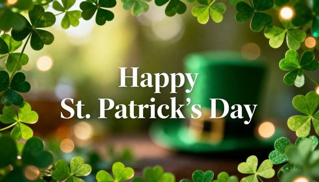 Framing shamrock border with green leprechaun hat for happy st. Patrick's day greeting