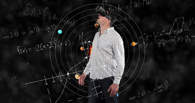 Man Engaged in Virtual Reality Learning Complex Mathematical Concepts - Download Free Stock Images Pikwizard.com
