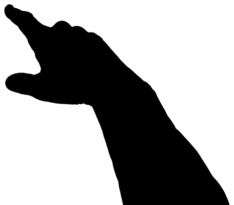 Silhouette of hand on transparent background for abstract concepts