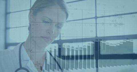 Medical Professional Analyzing Health Data with Advanced Technology