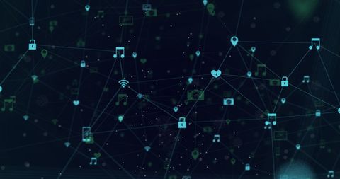 Abstract Network Connections with Digital Icons - Download Free Stock Images Pikwizard.com
