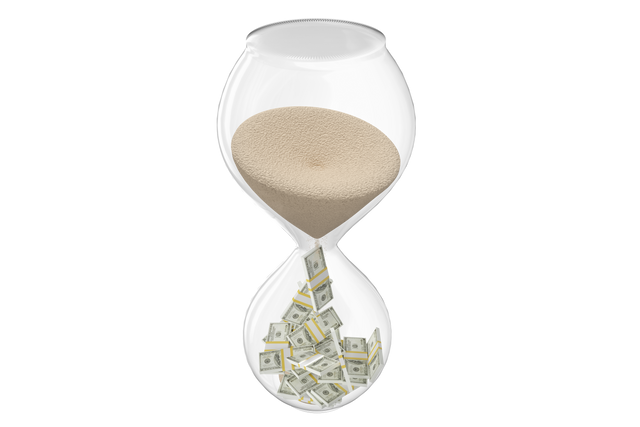 Transparent Hourglass with Sand Flowing to Stack Money - Download Free Stock Videos Pikwizard.com