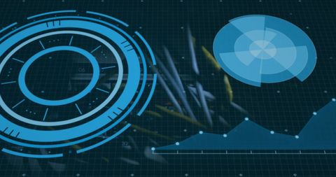 futuristic digital interface with data visualizations on grid background - Download Free Stock Images Pikwizard.com