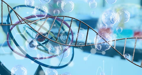 Abstract DNA Strand with Floating Bubbles in Laboratory